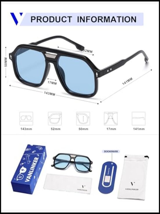 Trendy Oversized Retro Aviator Sunglasses Polarized Lens UV400 Protection